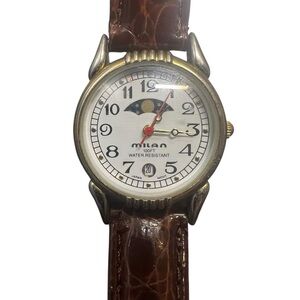 Milano Moon Phase Gold Tone and Brown Women's Watch